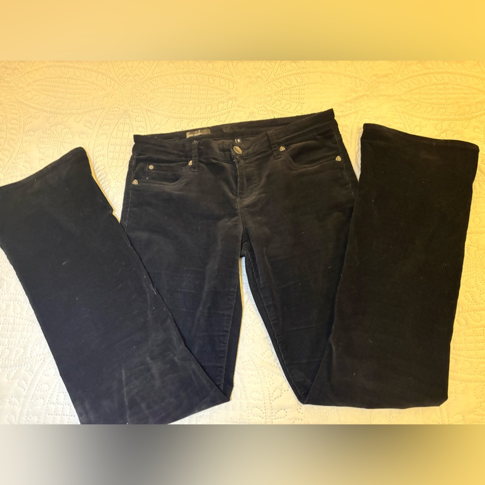 KUT from the Kloth Karen Bootcut Corduroy Jeans Black Minimalist Chic Pants Sz 8 - Picture 5 of 13